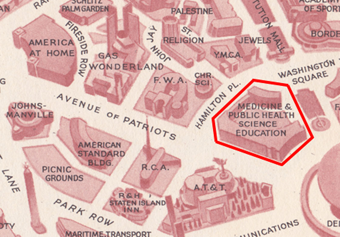 Detail of map from Official Guide Book – New York World