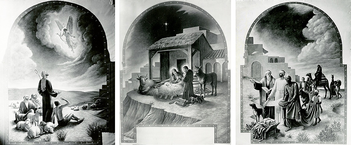 Three panels for Holy Trinity Church in Meière’s studio. ©Peter A. Juley Collection, Smithsonian American Art Museum, Washington, DC