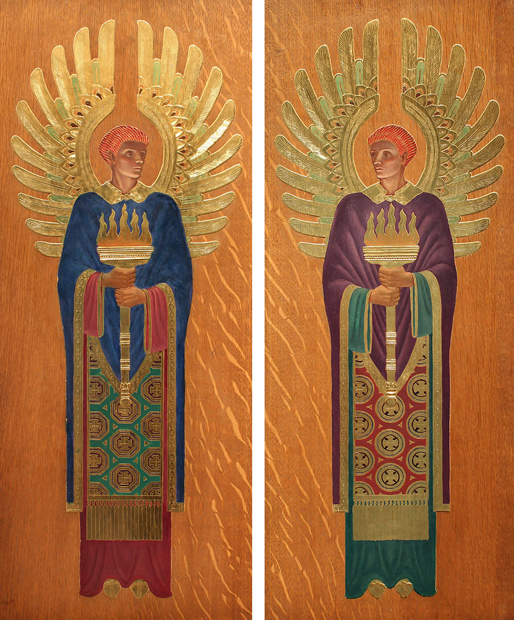 Detail of Two Angels on inside of doors