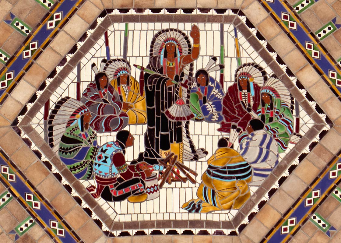 Peace Council in glazed ceramic tile