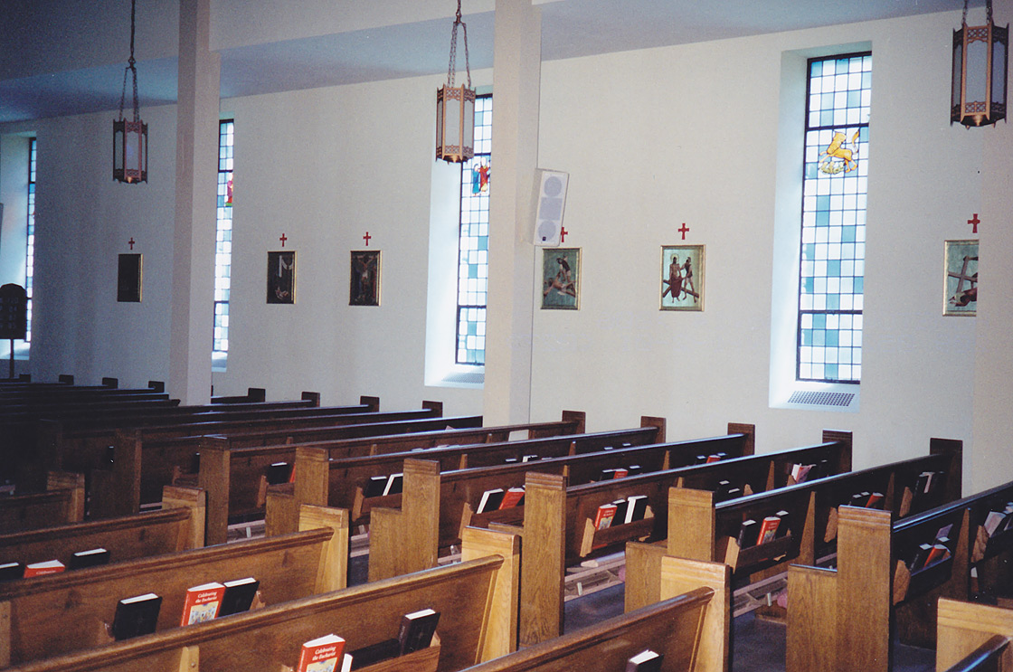Nave of St. Joseph’s Church with Stations of the Cross