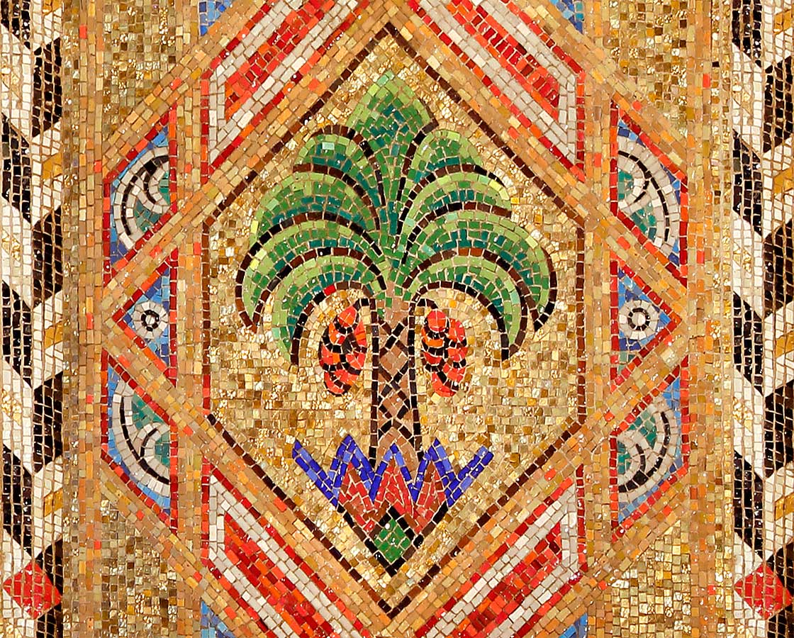 Detail of Tree of Life with black-and-white chevron border
