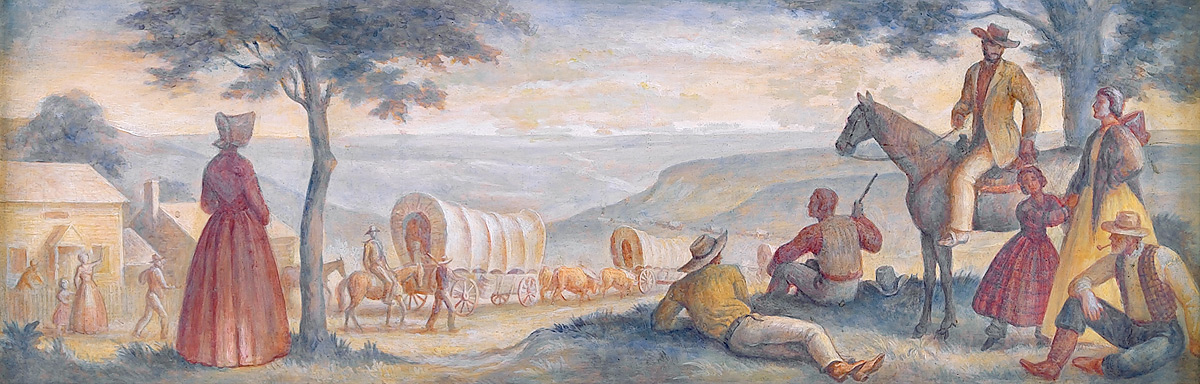 Commerce of the Prairies, to-scale study in oil on masonite